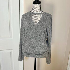 Lucky Brand Gray V-neck Lightweight Pullover Sweater, Size S